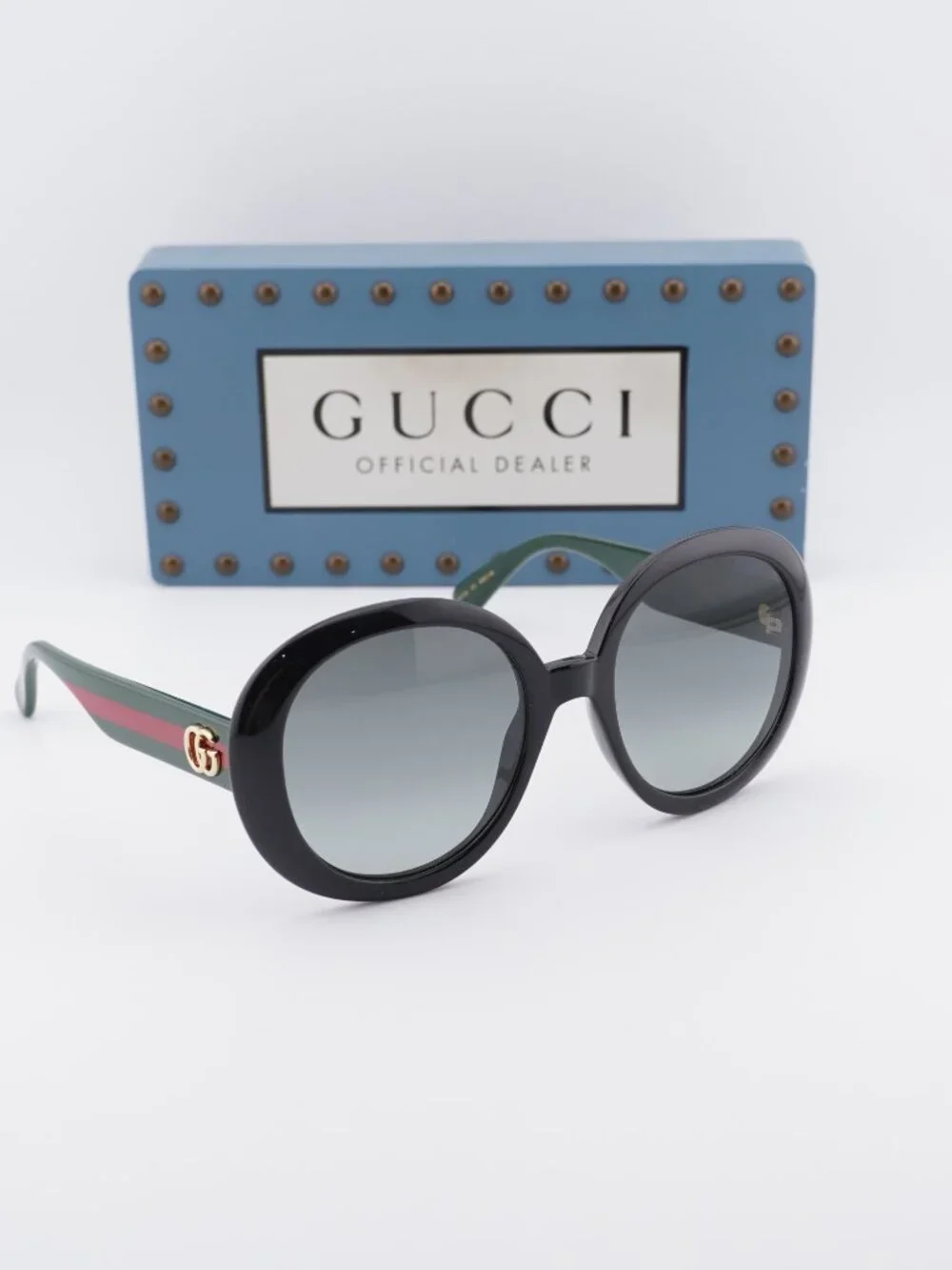 Gucci GG0712S 001 Round Sunglasses - Black / Grey